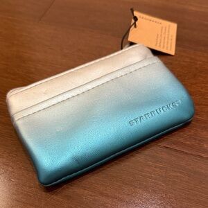 Starbucks Metallic Silver Teal Ombre Zipper Coin Purse wallet